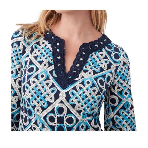NEW TRINA TURK knotty dress in blue multi - Picture 4 of 4